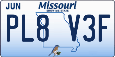 MO license plate PL8V3F