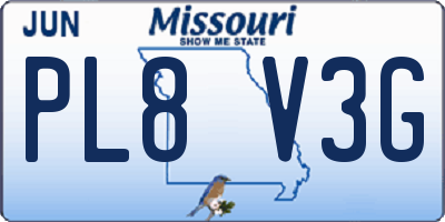 MO license plate PL8V3G