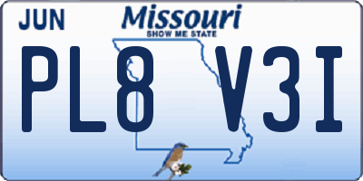 MO license plate PL8V3I