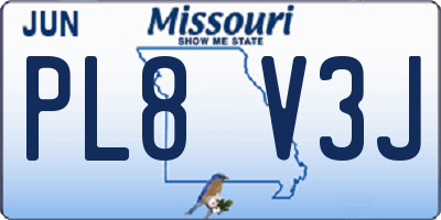 MO license plate PL8V3J