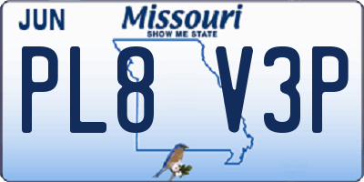 MO license plate PL8V3P