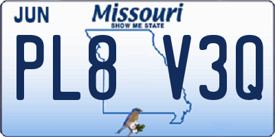 MO license plate PL8V3Q
