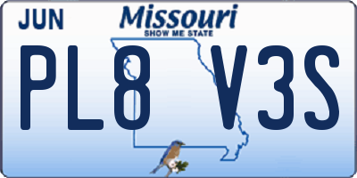 MO license plate PL8V3S