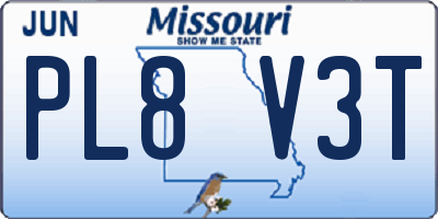 MO license plate PL8V3T