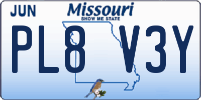 MO license plate PL8V3Y