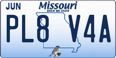 MO license plate PL8V4A