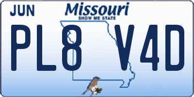 MO license plate PL8V4D