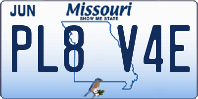 MO license plate PL8V4E