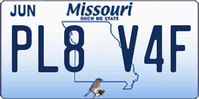 MO license plate PL8V4F