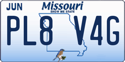 MO license plate PL8V4G