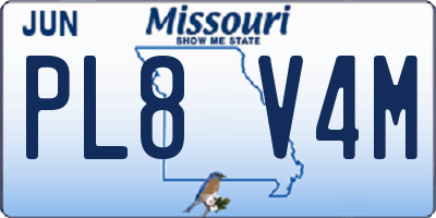 MO license plate PL8V4M