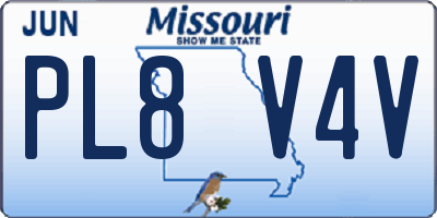MO license plate PL8V4V