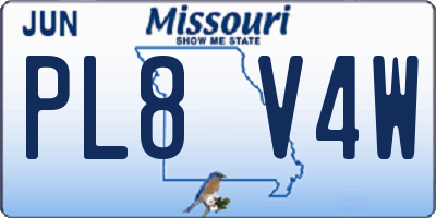 MO license plate PL8V4W