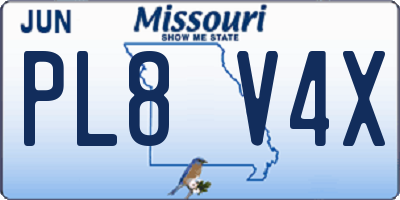 MO license plate PL8V4X