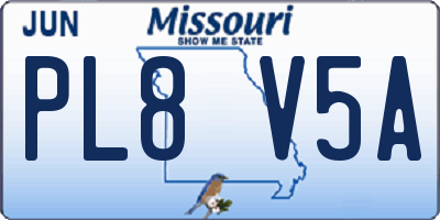 MO license plate PL8V5A