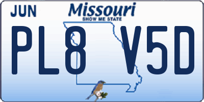 MO license plate PL8V5D