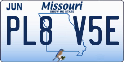 MO license plate PL8V5E