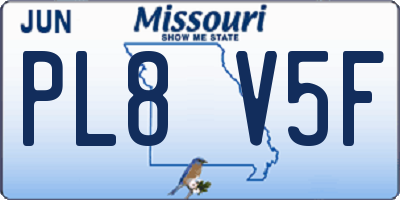 MO license plate PL8V5F