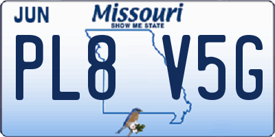 MO license plate PL8V5G