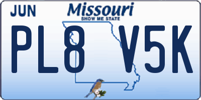 MO license plate PL8V5K
