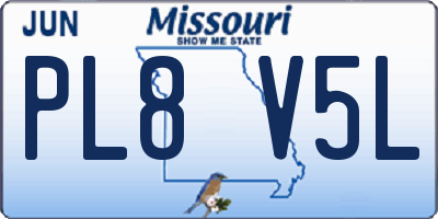 MO license plate PL8V5L