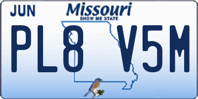 MO license plate PL8V5M