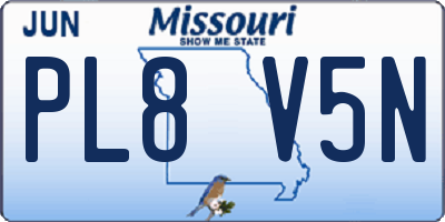 MO license plate PL8V5N