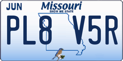 MO license plate PL8V5R