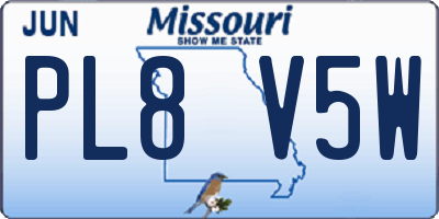 MO license plate PL8V5W