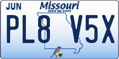 MO license plate PL8V5X