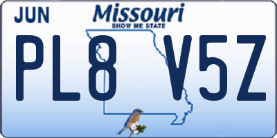 MO license plate PL8V5Z