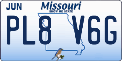 MO license plate PL8V6G