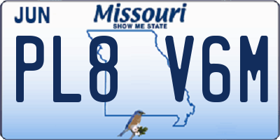 MO license plate PL8V6M