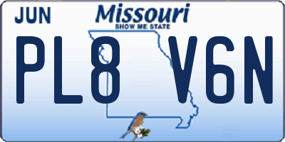 MO license plate PL8V6N