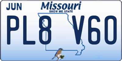 MO license plate PL8V6O