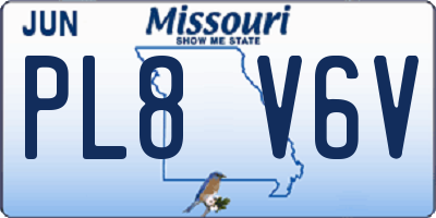 MO license plate PL8V6V