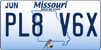 MO license plate PL8V6X