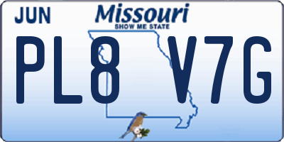 MO license plate PL8V7G