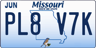MO license plate PL8V7K
