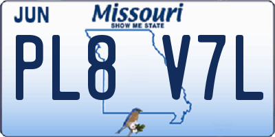 MO license plate PL8V7L