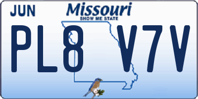 MO license plate PL8V7V