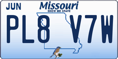 MO license plate PL8V7W