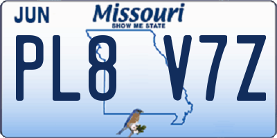 MO license plate PL8V7Z