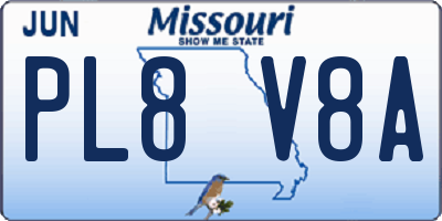 MO license plate PL8V8A