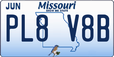 MO license plate PL8V8B