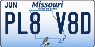 MO license plate PL8V8D