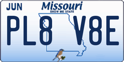 MO license plate PL8V8E