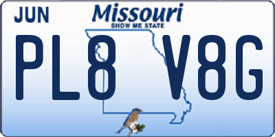MO license plate PL8V8G