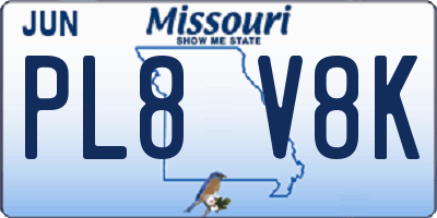 MO license plate PL8V8K