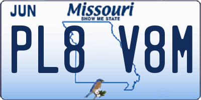 MO license plate PL8V8M